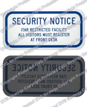 ITAR Sign for Glass - Restricted Notice